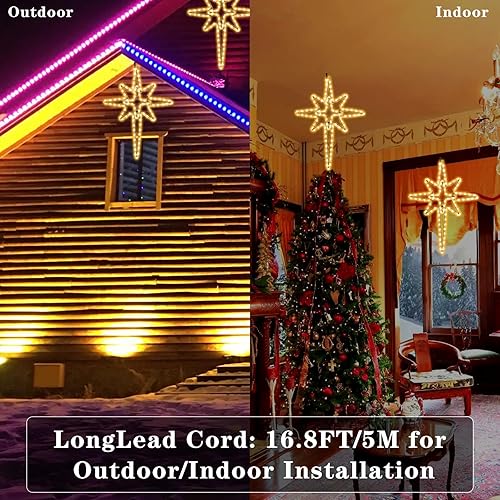 Miniatura 8 de Luces de árbol de Navidad de 22 pulgadas, 8 modos de iluminación, marco de metal, impermeable, 96 LED, luces amarillentas cálidas para Navidad, Año