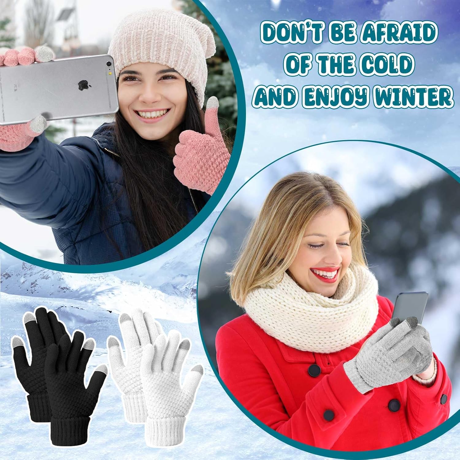 32 Pairs Winter Touch Screen Gloves Unisex Fleece Lined Warm Fleece Lined Knit Gloves Thermal Texting Gloves Elastic Cuff for Women Cold Weather - Image 5