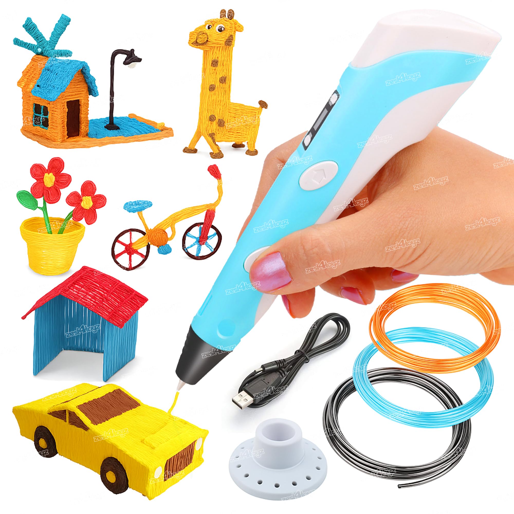 Zest 4 Toyz 3D Printing Pen for Kids with LCD Display Adjustable Temperature USB Charging including 3 Filaments 3 Meter Each 3D Drawing Pen Perfect for DIY and Crafting for Boys & Girls - (Multicolor)-image-36