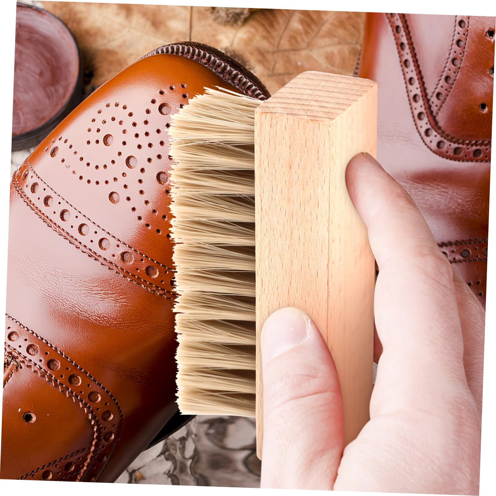Spazzola per Scarpe in Legno e Pp, 10 Pezzi per Pulizia | Scarpe in Pelle e Stivali, Impugnatura Confortevole, Finitura Maggiore Brillantezza