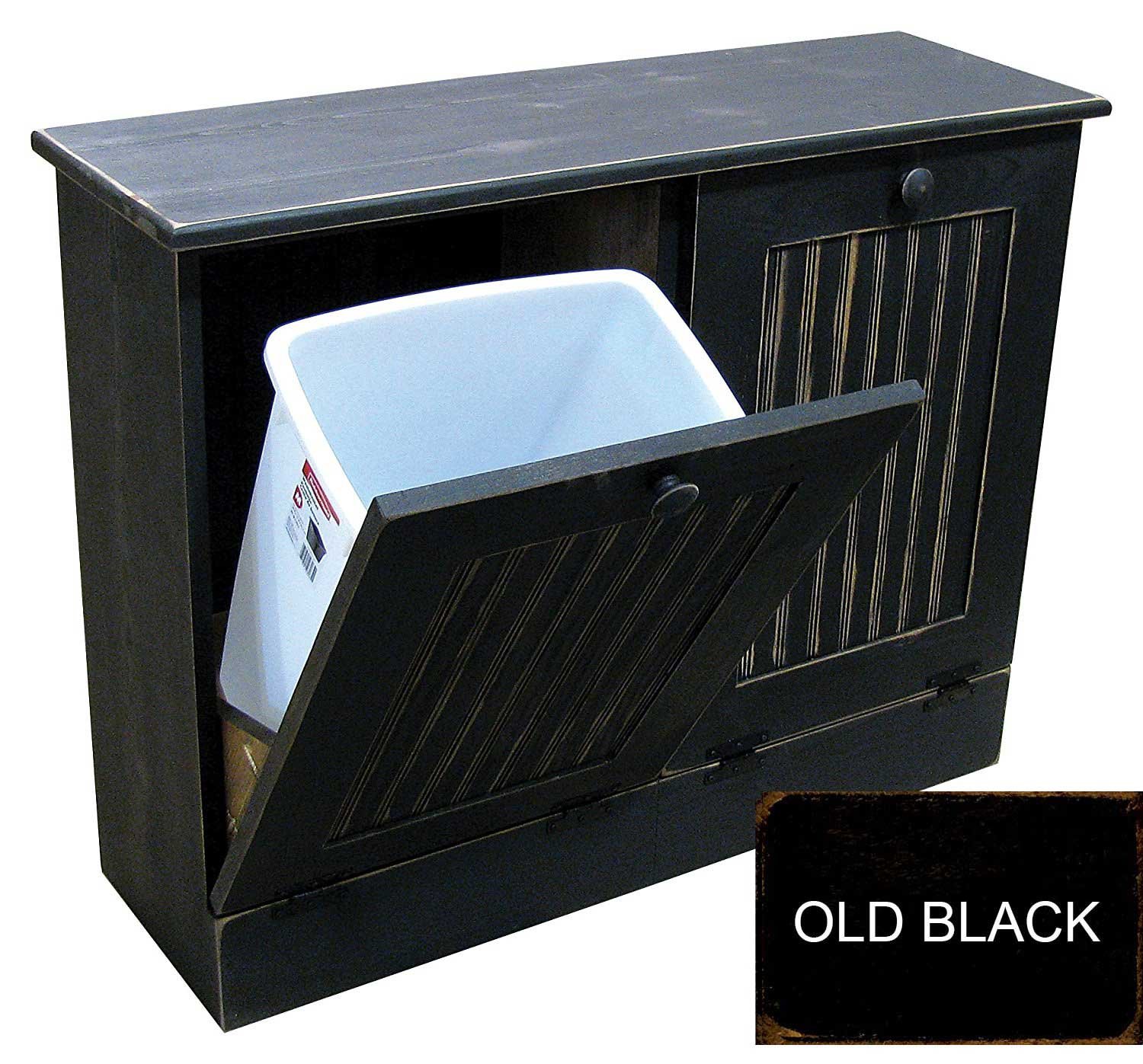 Sawdust City Solid Pine Dual Trash/Recycle Bin Holder (Old Black)