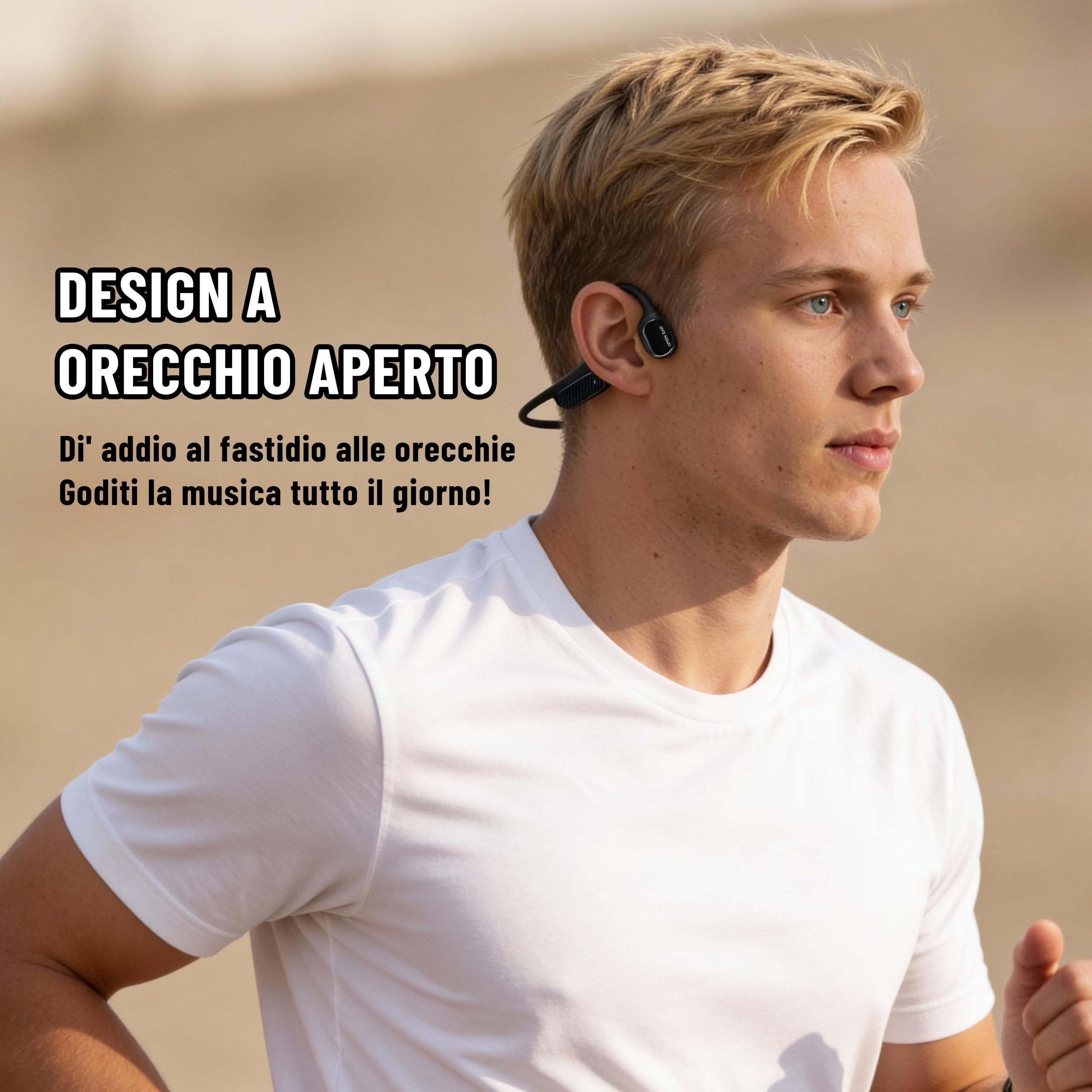 Cuffie Conduzione Ossea, Cuffie Sportive OPEN EAR, Cuffie Subacquee per Piscina IP68, Memoria da 32 GB, Wireless Bluetooth 5.3