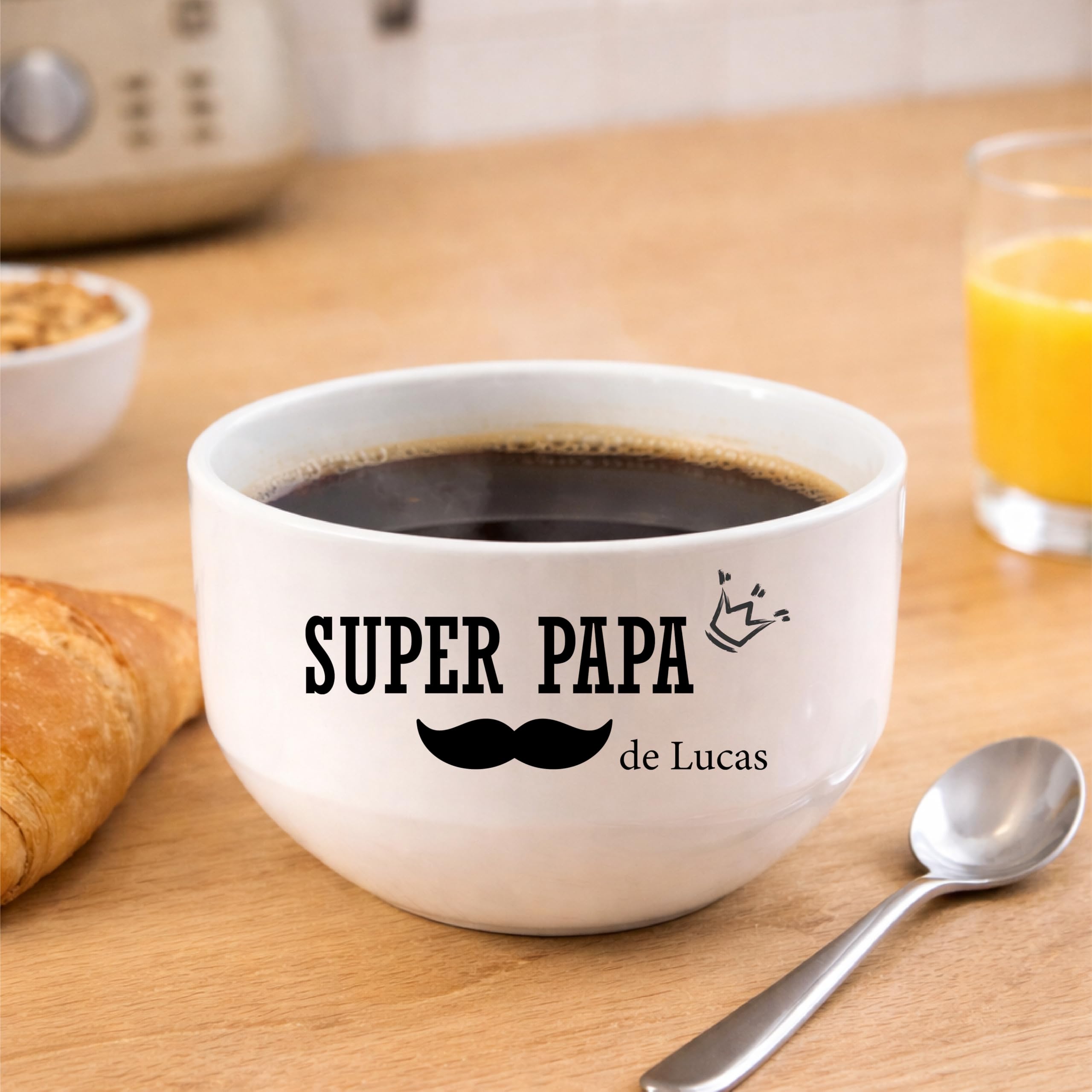 Bol Super Papa Personnalisé 600 ml – Bol avec Prénom Enfant – Céramique – Cadeau Fête des Pères Original