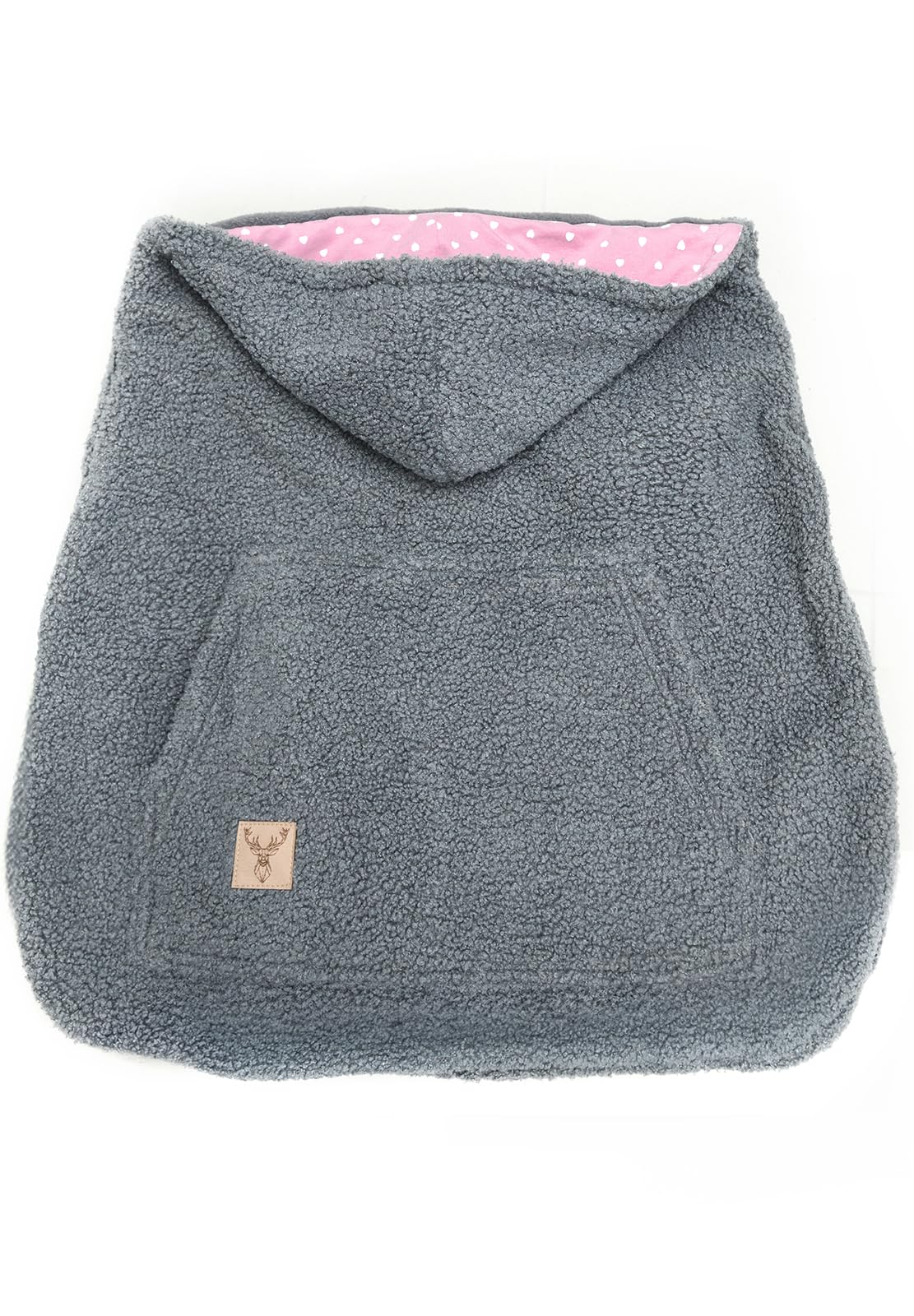 MijaCulture Tragecover M025 TEDDY - Copertura universale per portabebè e mantello, copertura calda per neonati (Grigio/Rosa)
