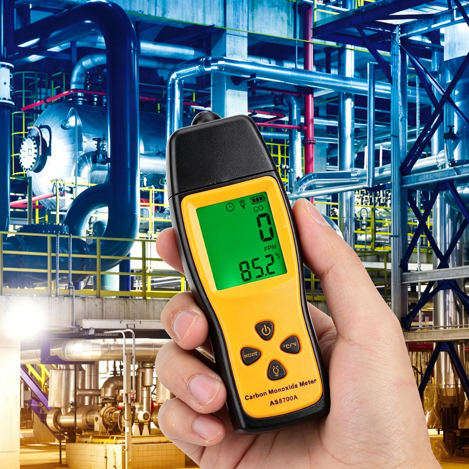 Medidor de CO/Monóxido de Carbono, Detector Y Comprobador de Monóxido de Carbono Portátil de Alta Precisión, Monitor Portátil de Fugas de Gas CO para Talleres Y Habitaciones, 0～1000ppm