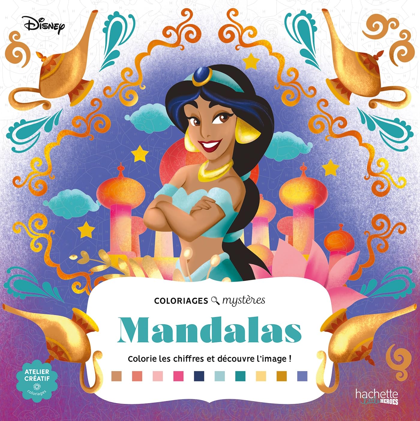 Grand carré mystères Disney - Mandalas: Coloriages mystères