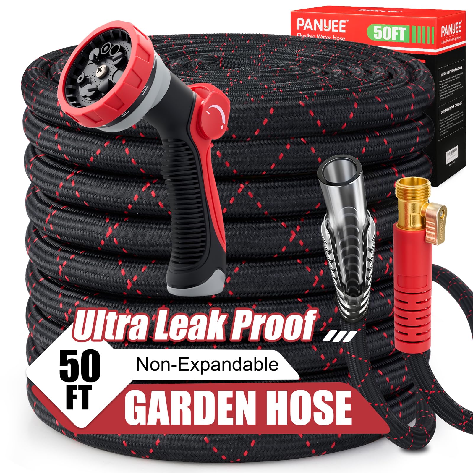 Photo 1 of PANYEE 50FT Garden Hose, Flexible Water Hose,Lightweight Non-Expanding Leak Proof hose with 10 Functions Sprayer, Durable, Anti-Kink,Pressure Resistant for Yard, Outdoor