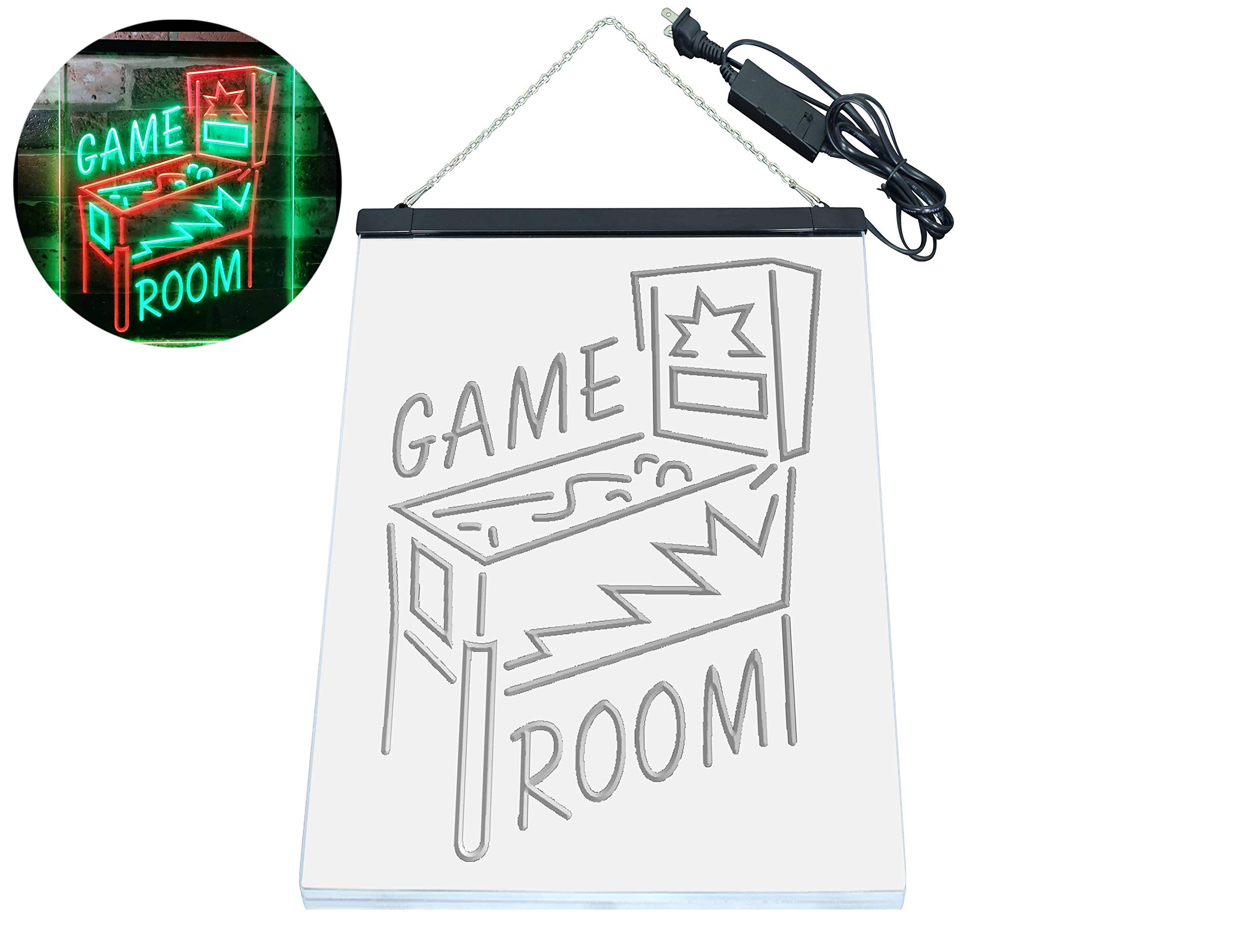 ADVPRO Game Room Pinball Man Cave Dual Color LED Enseigne Lumineuse Neon Sign Vert et Rouge 400 x 600mm st6s46-i3128-gr