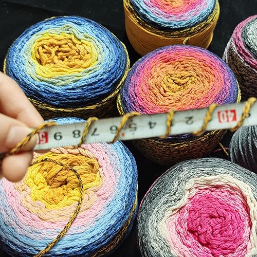 Miniatura 2 de 7.05 oz segmento arco iris teñido pastel hilo DIY hecho a mano gradiente color hilo de algodón ganchillo sombrero bolsa chal manta suéter capa