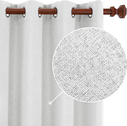 Deconovo - Cortinas opacas 100 % de lino, con aislamiento térmico, oscurecimiento de la habitación, paneles de cortina para comedor (blanco disponible en Yaxa Colombia