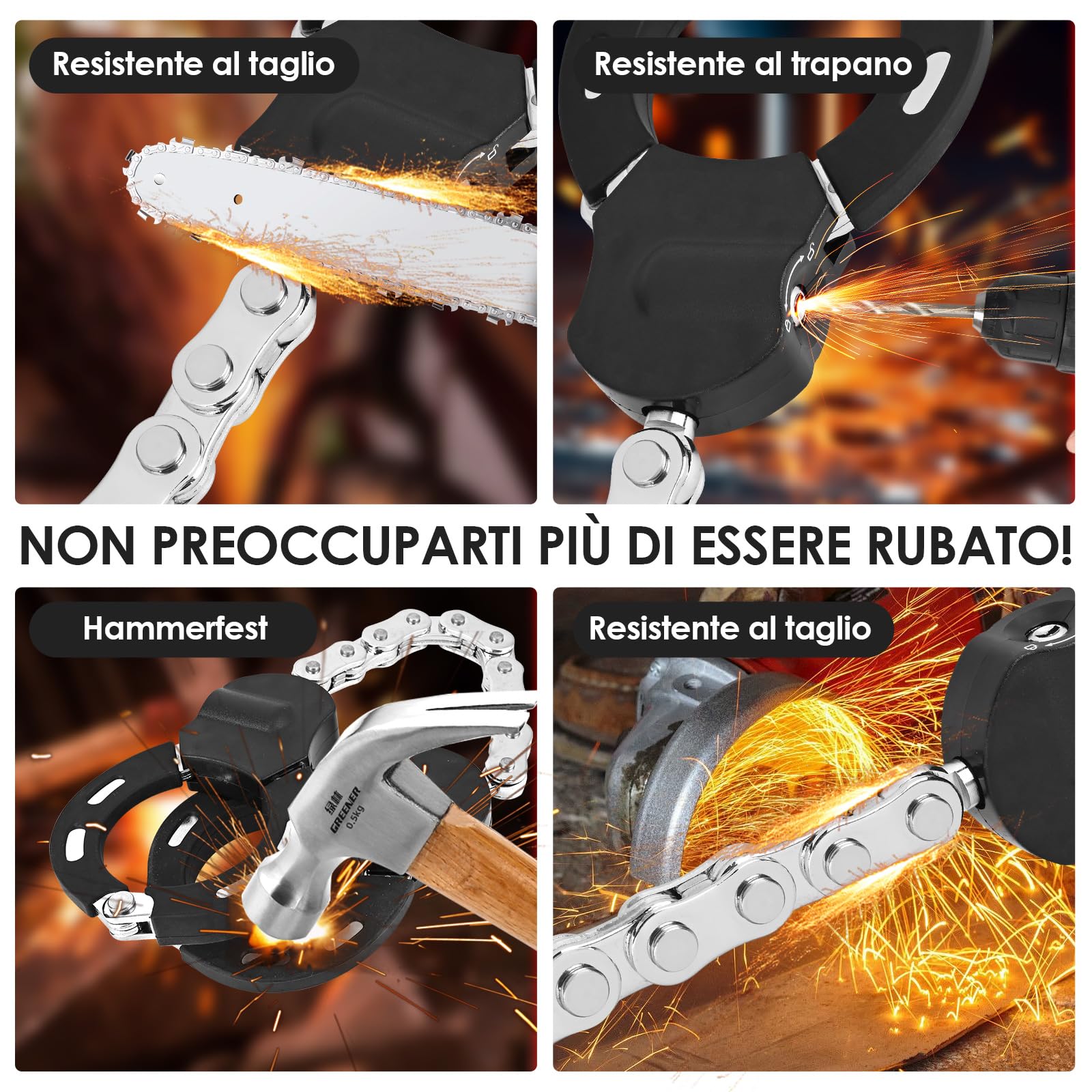 Catena Bicicletta Antifurto, Lucchetto Monopattino Elettrico, Accessori Monopattino Elettrico con Chiave E Borsa Impermeabile 3L, Lucchetto Manette per Scooter Elettrico, Moto, Carrozzine
