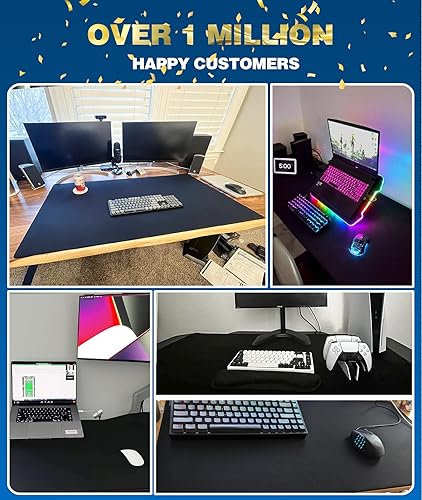 Miniatura 119 de KTRIO - Alfombrilla de mouse grande para juegos con bordes cosidos, extendida, tela microtejida superior, base antideslizante, almohadilla de Negro
