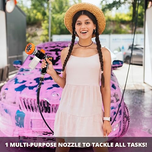 Miniatura 7 de Car Wash High Pressure Garden Hose Nozzle with Soap Dispenser – Heavy Duty Soap Sprayer Hose Attachment for Pet Bathing & Lawn Watering, 8 Spray