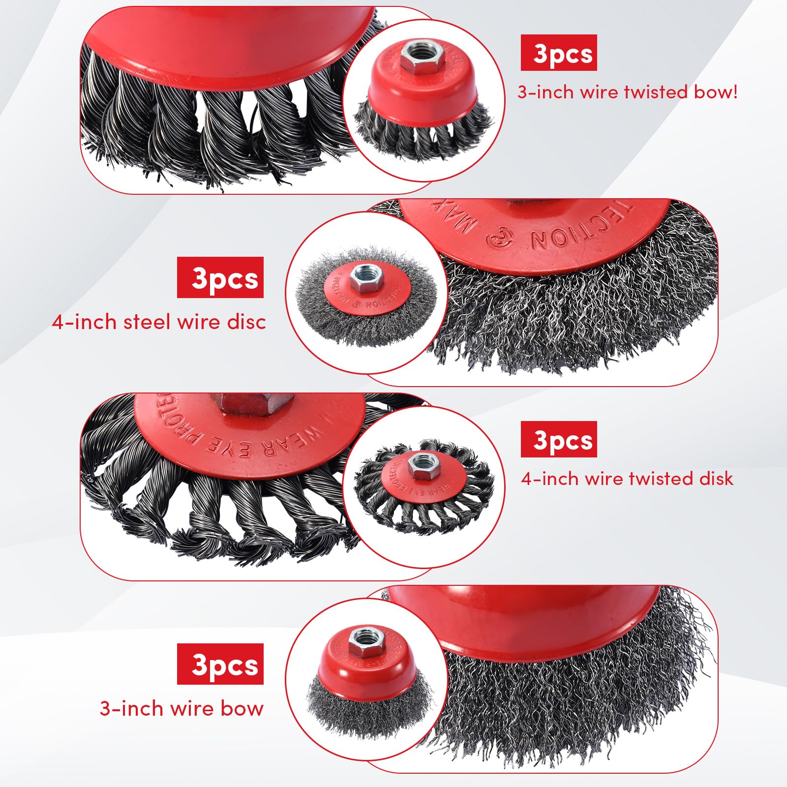 Angle Grinder Wire Brush Set - 12 Piece Rust Removal -3