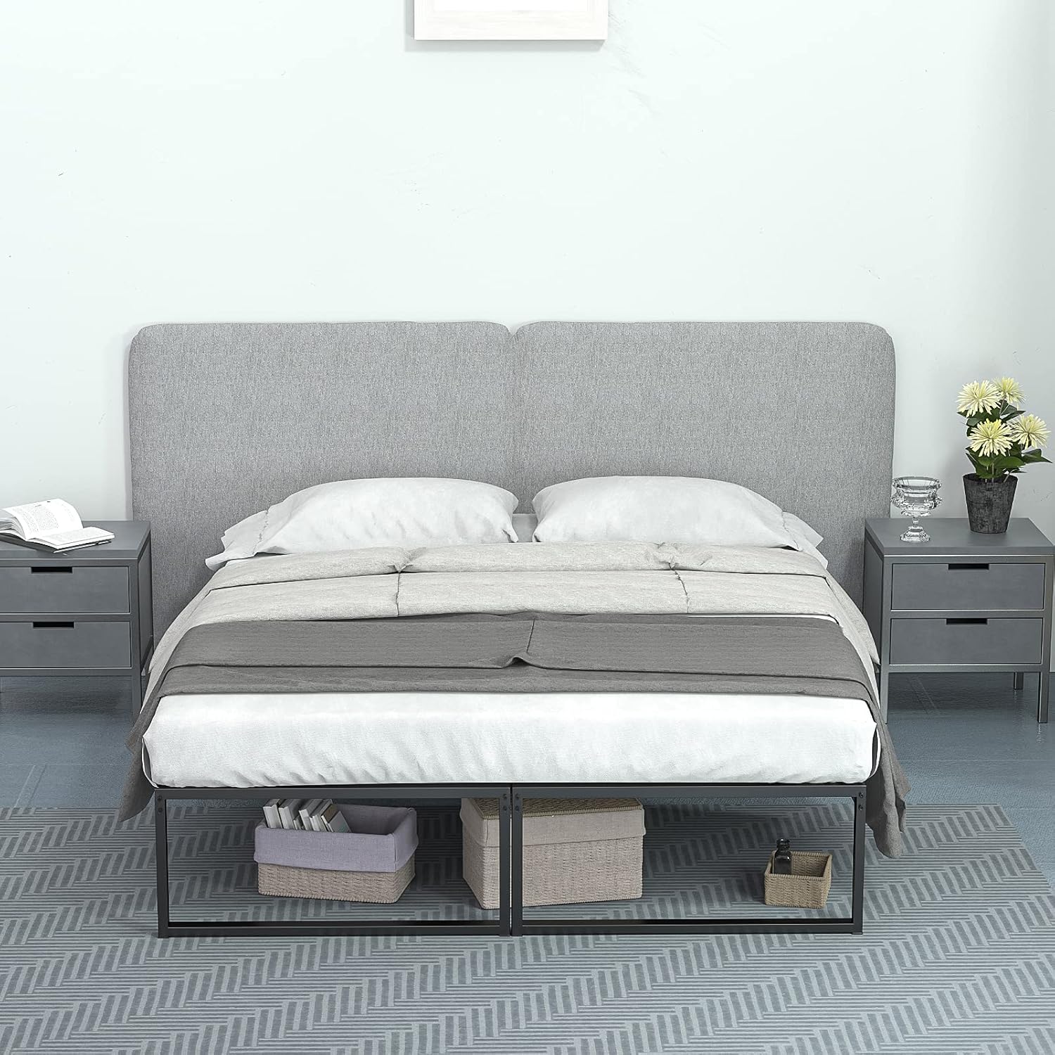 Ssecretland 14 Inch Twin Size Bed Frame Metal Platform and Anti-Slip Bed Frame for Noise Free with Underbed Storage Heavy Duty and Easy Assembly Mattress Frame with Strong Support/No Box Spring Need: Kitchen & Dining