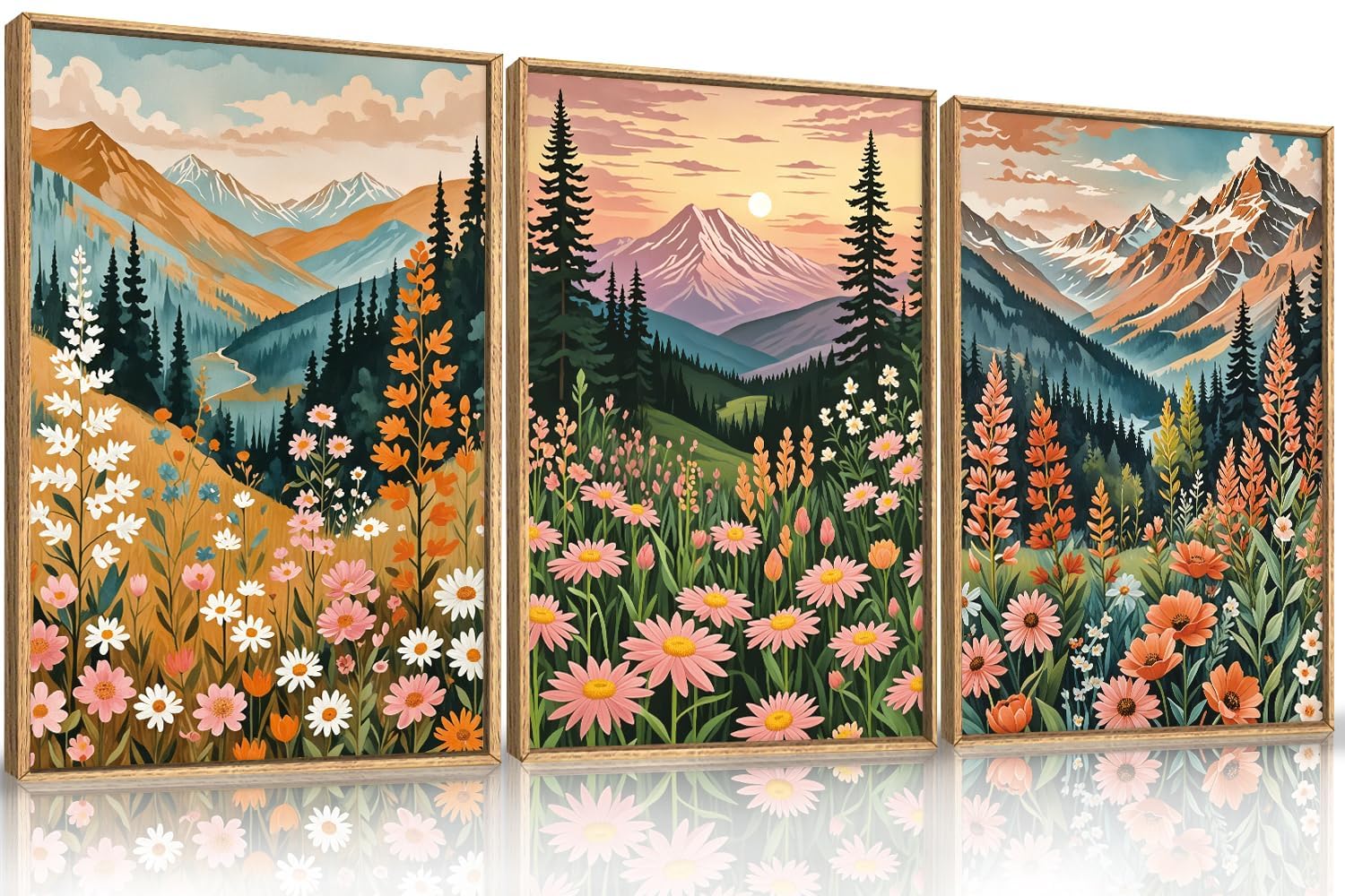 HPNIUB Weichgrünes Gerahmtes Leinwanddrucke Wandkunst Set, Abstrakte Botanische Boho-Wanddekoration, Minimalistisches Bilder Grün Leinwandkunstwerk Wohnzimmer, Schlafzimmer