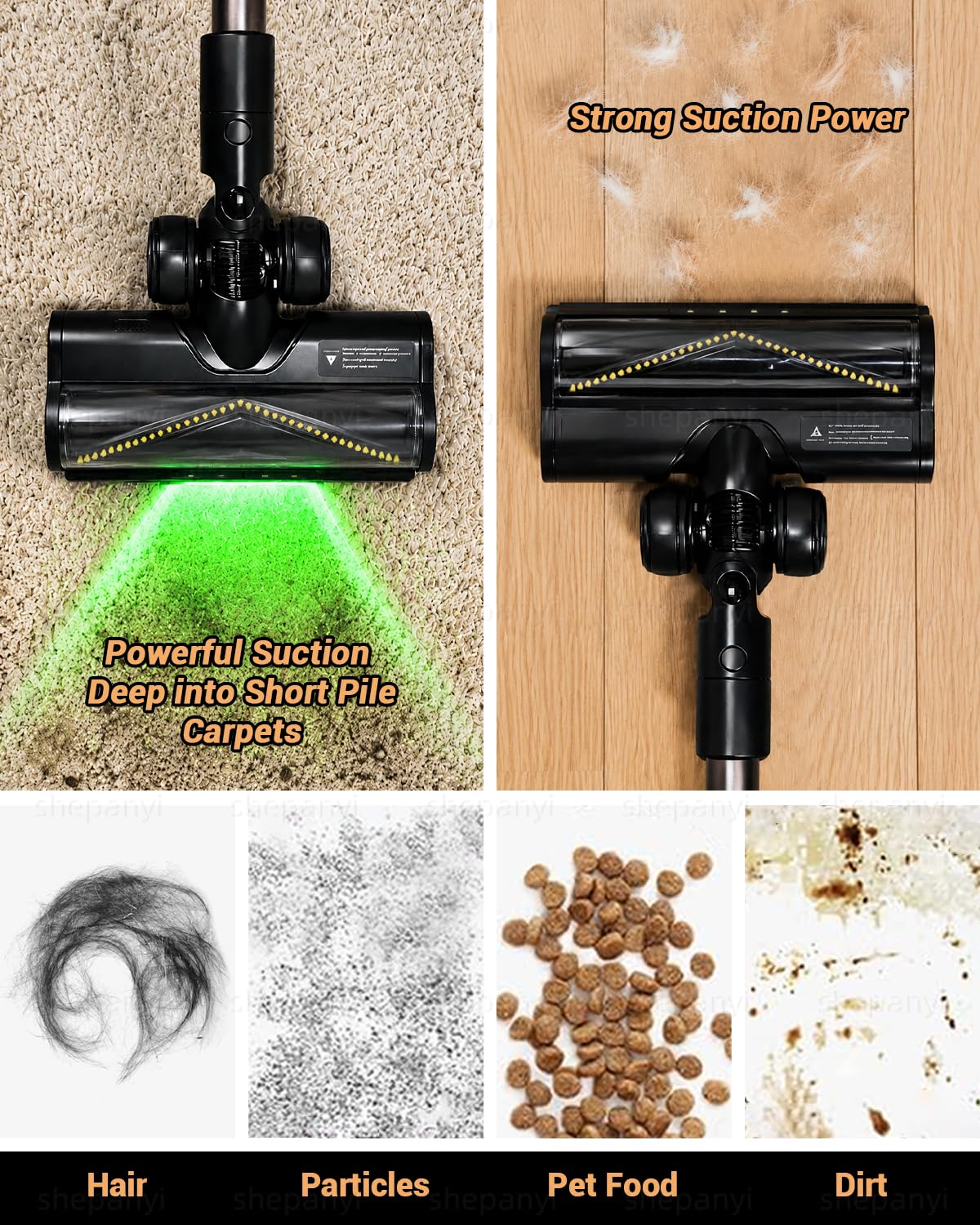 Cepillo de suelo LED verde mejorado compatible con Dreame Z30 R20 T20 T30 R30 Z10,Z20 V12 V12Pro T20pro V11SE R10, es mejor para eliminar fibras de alfombras y pelo de animales