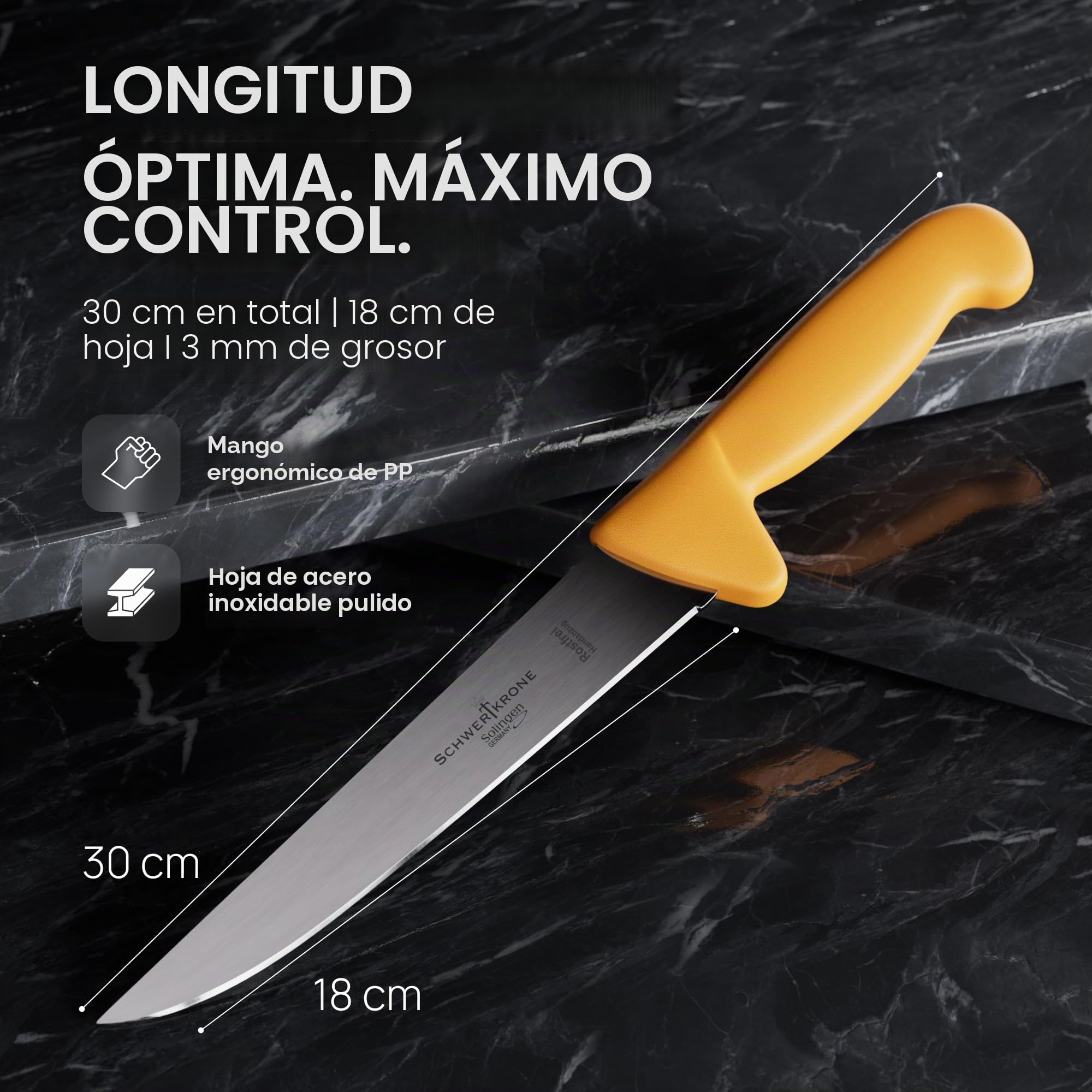 Juego de cuchillos de carnicero Schwertkrone® 3 piezas [HECHO EN SOLINGEN - DE] - Cuchillo de corte - Juego de cuchillos de cocina Solinger - Juego de cuchillos de cocina - Cuchillo de carnicero