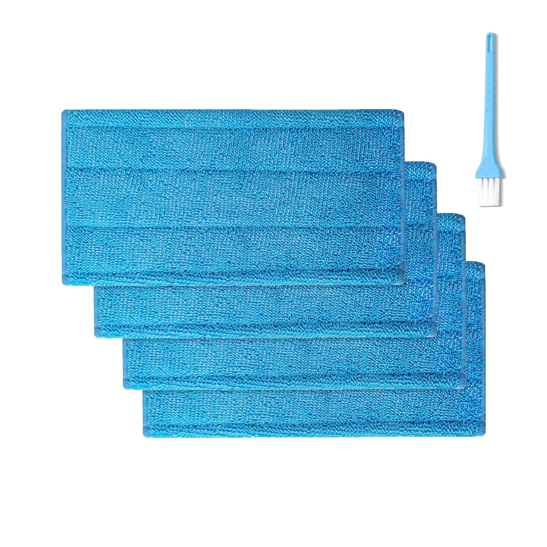 4 Pack Reusable Microfiber Mop Pads, Compatible with Swiffer Wet Jet Mops, Washable Microfiber Mop Pads for Wet Dry Mop Pad Refills, Home/Office Cleaning Tools (Blue)