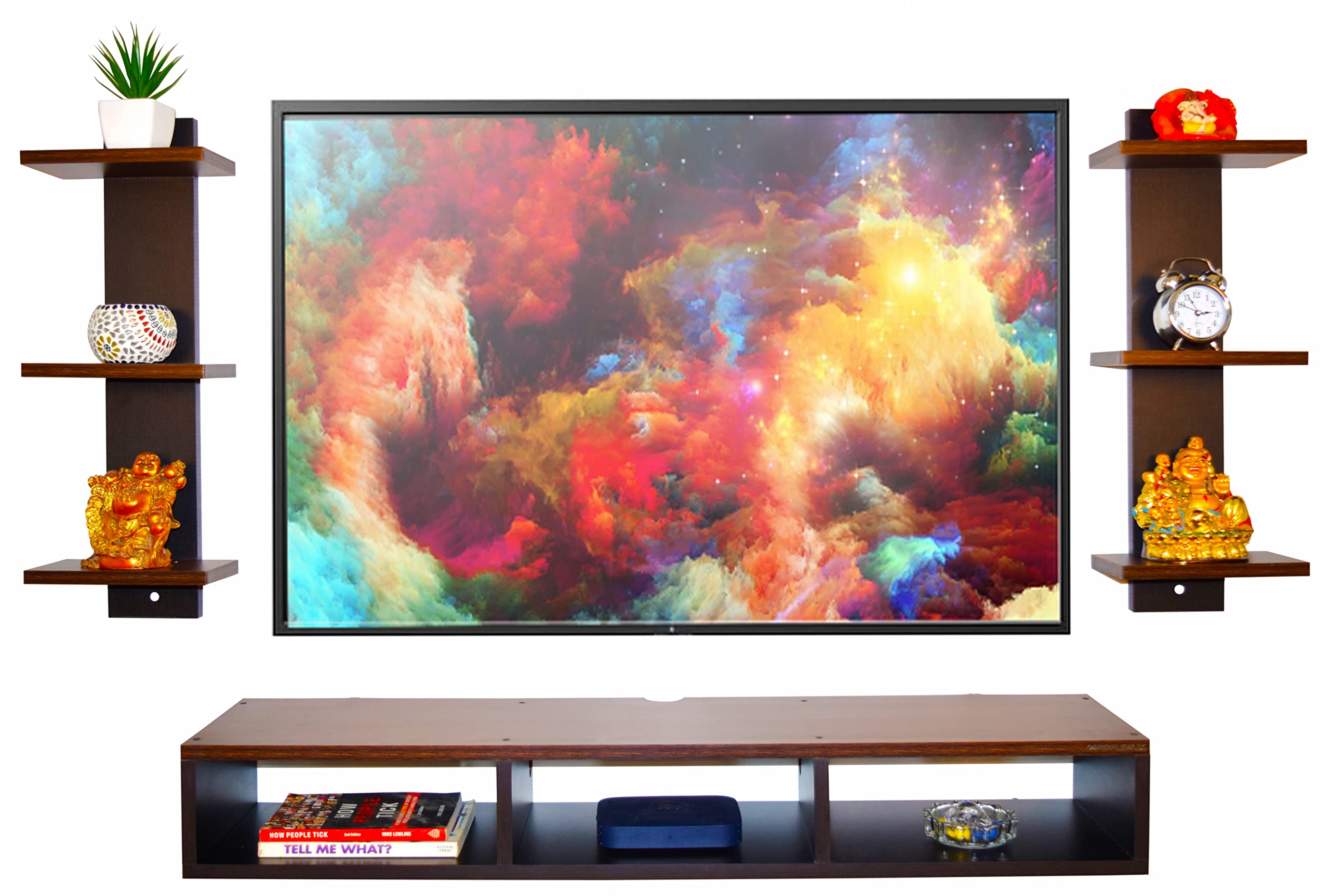 RIPPLEWUDS Andrew Engineered Wood TV Entertainment Unit/Wall Set Top Box Shelf Stand/TV Cabinet for Wall/Set Top Box Holder for Home/Living Room Ideal for TV Upto 50" (Walnut and Wenge)