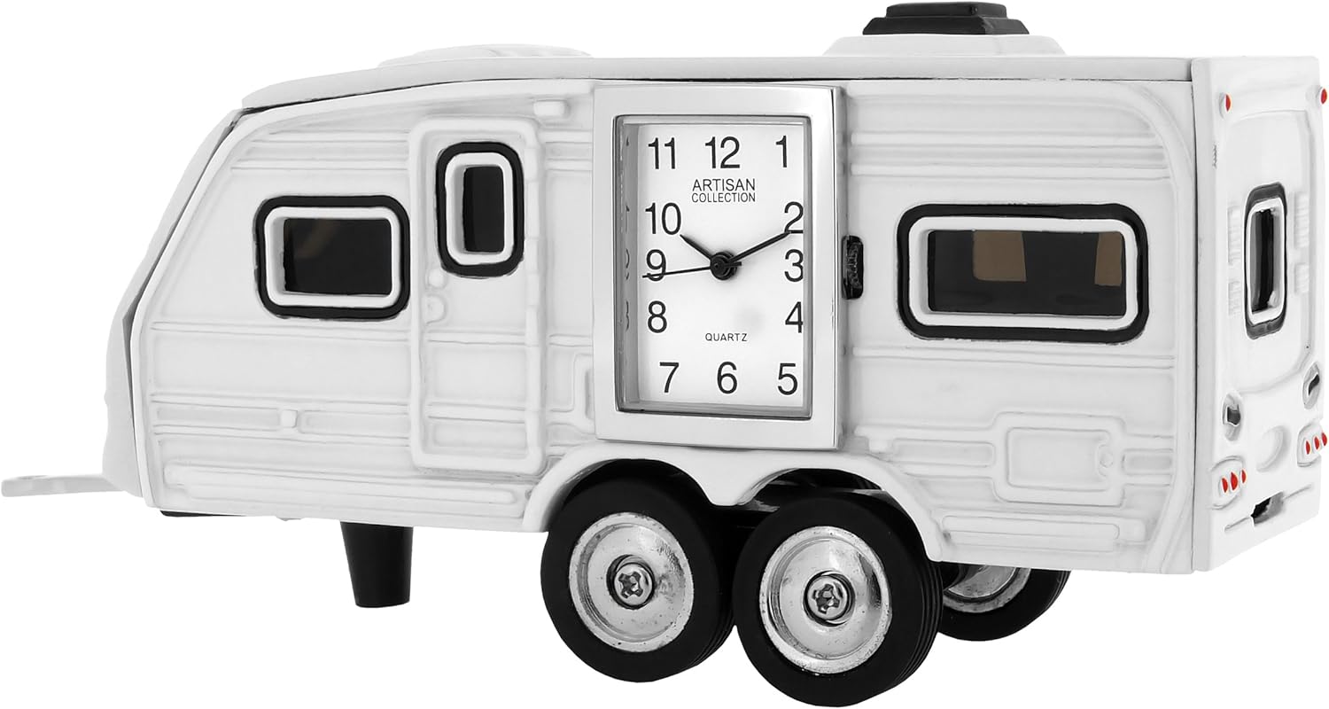 Travel Trailer Collectible Desktop Miniature Clock Gift Home & Kitchen