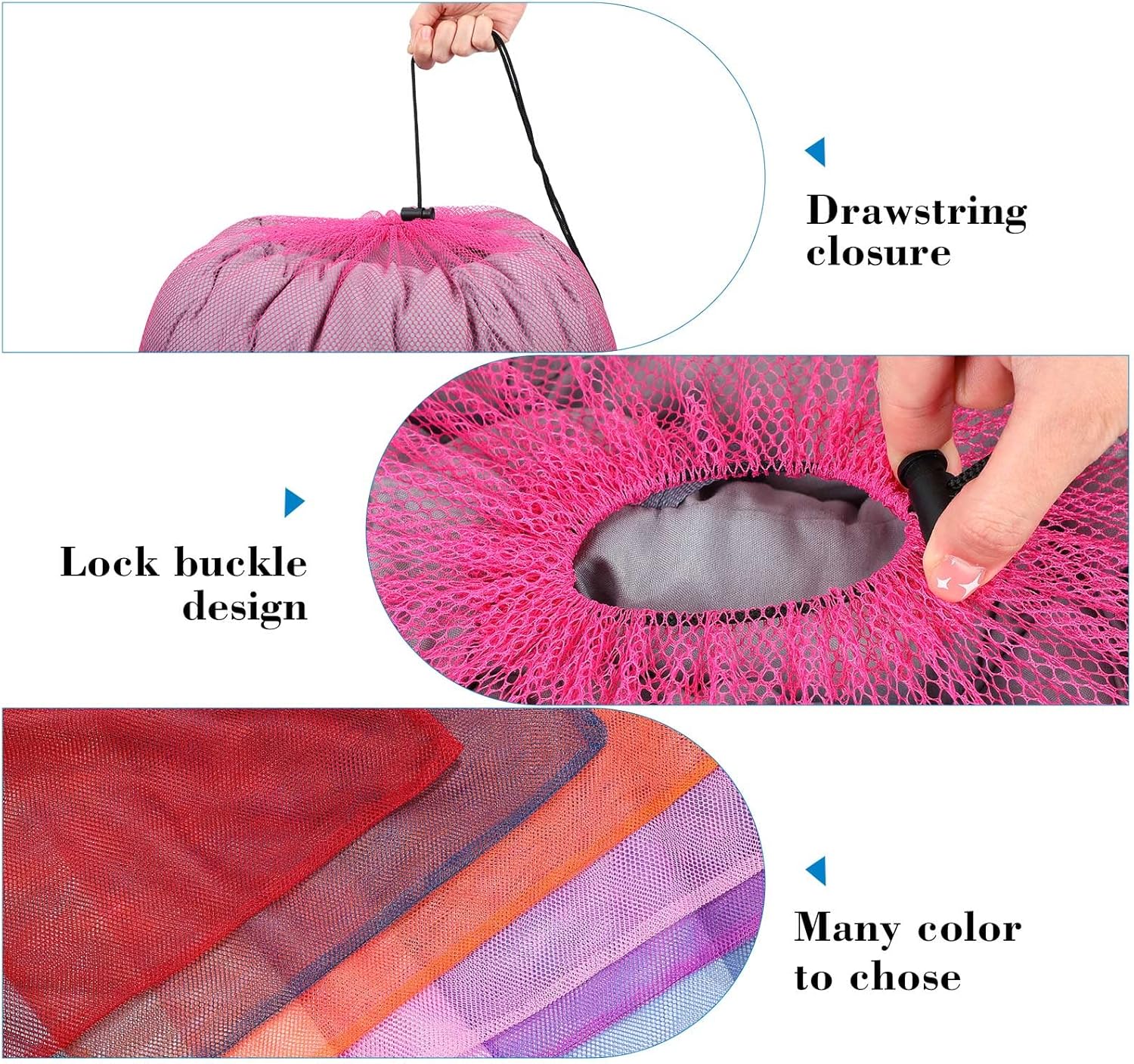 Nuenen 20 Pieces Mesh Laundry Bag, 24" x 36" Large Travel Laundry Bags with Drawstring Lock Closure Machine Washable Dirty Clothes Bags for Factories, College, Dorm and Apartment, Assorted Colors