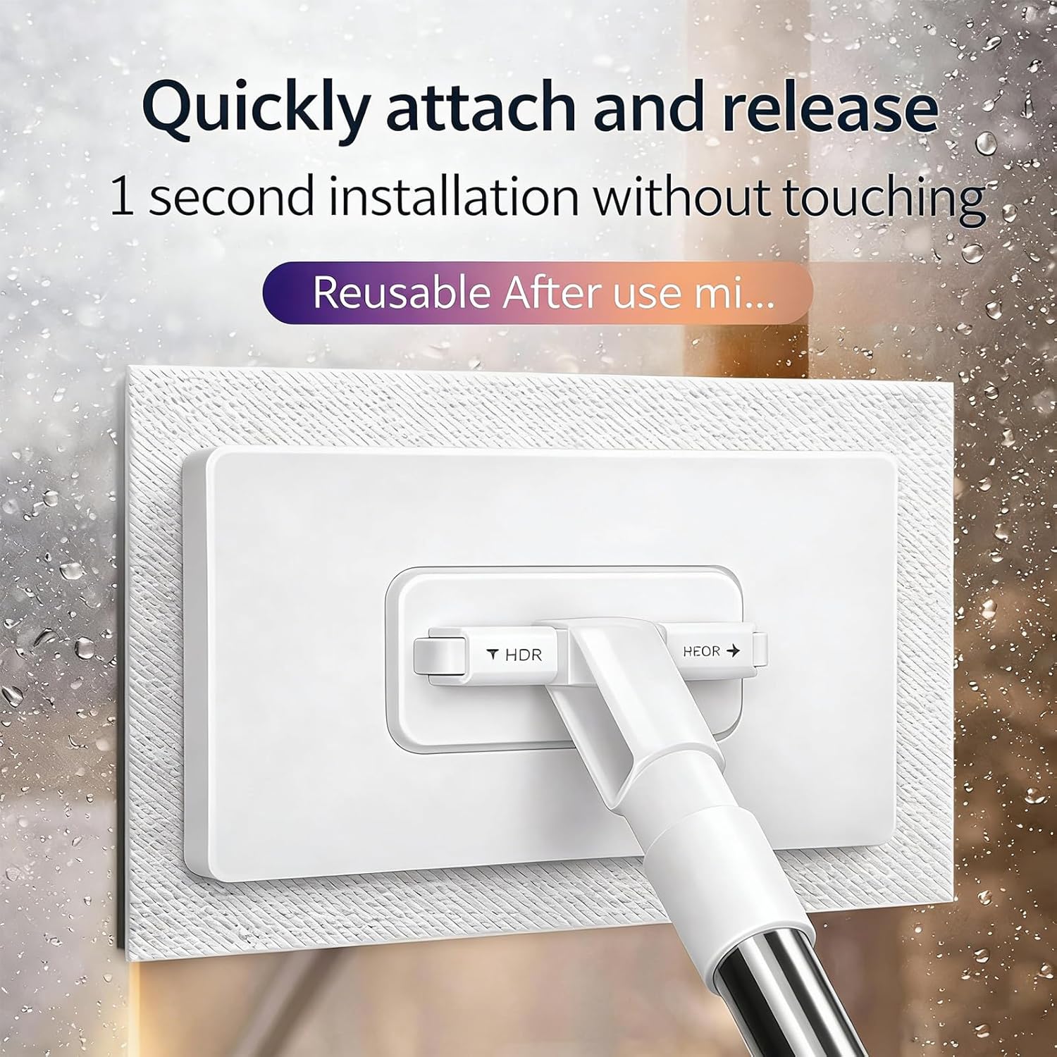 Cloth Changing Mini Mop, 360° Automatic Hands-Free Pad Ejection with 10 Cleaning Cloths, Wet & Dry Use, Stainless Steel Handle for Kitchen Cabinets, Windows, Mirrors & Furniture (2*mop+20clothes)