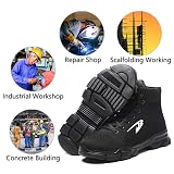 ORISTACO - Botas de acero para hombre y mujer, para invierno, cálidas, cómodas y resistentes al agua, construcción industrial, antideslizantes, para tenis, trabajo, Negro
