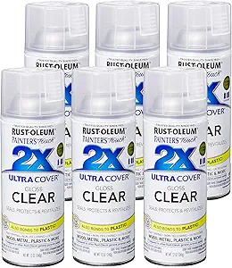 Rust-Oleum 249117-6PK Painter's Touch 2X Ultra Cover Spray Paint, 12 fl oz, Gloss Clear, 6 Pack