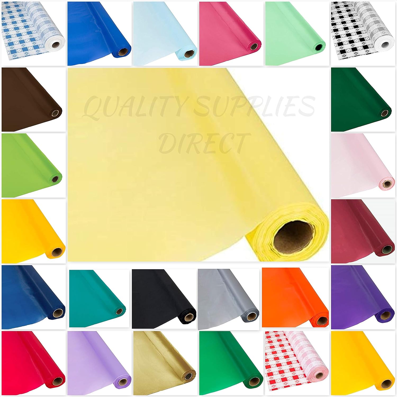 DIY Craft Yellow Plastic Table Cover Roll-300 Feet Long (26 Colors)
