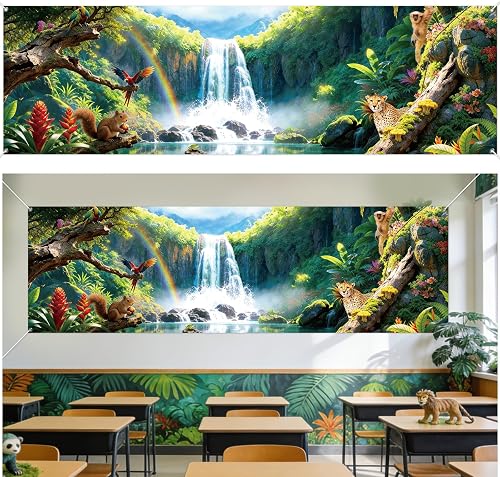 VBS 2026 Rainforest Falls Banner Backdrop Rainforest Falls VBS Party Decoration 