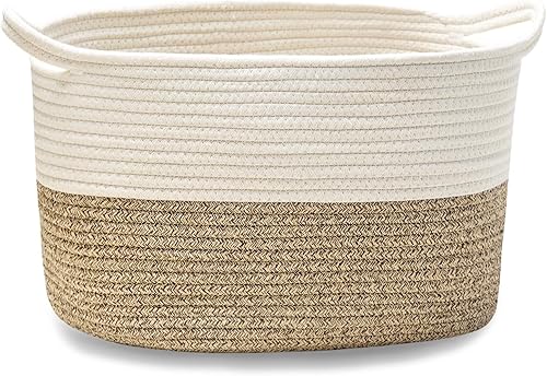 Cestas cuadradas de cuerda de algodón con asas para guardería, juguetes, hogar, guardería, cestas de regalo tejidas hechas a mano para