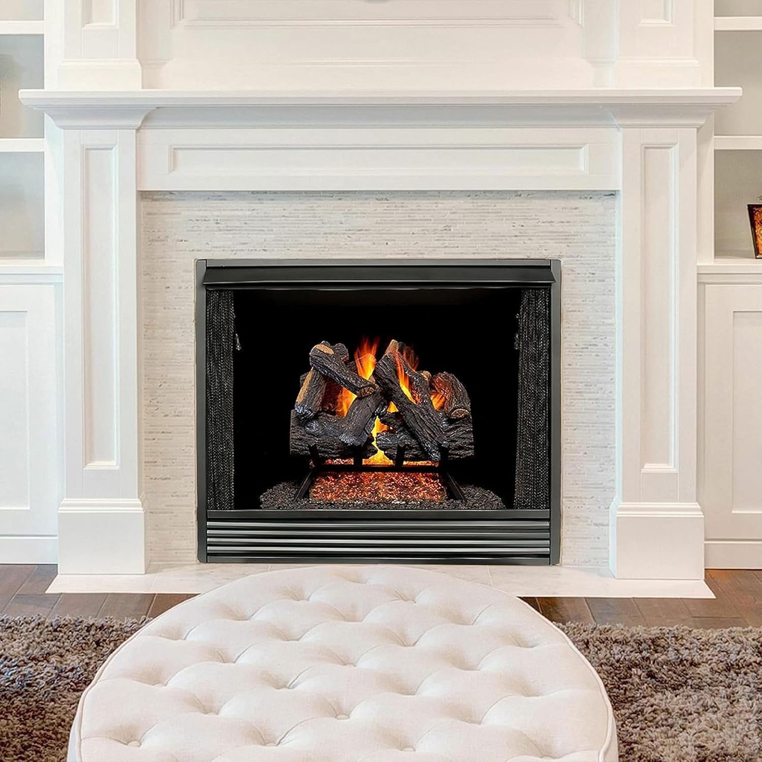 Duluth Forge Vented Natural Gas Fireplace Log Set - 18 in., 45,000 BTU, Match Light, Heartland Oak - Model# FNVL18-1