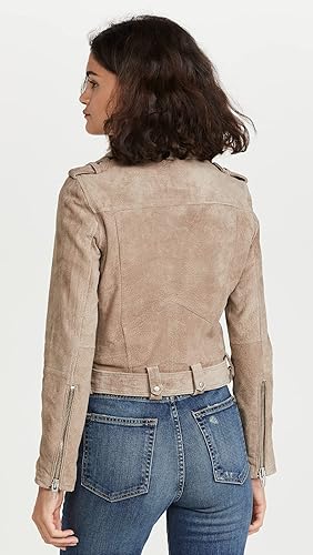 Vista 3 de BLANKNYC Ropa de lujo para mujeres, chaquetas de motocicleta de cuero de gamuza recortadas, abrigos cómodos y elegantes