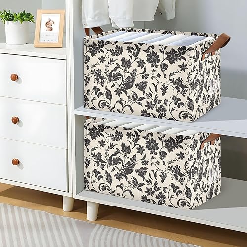 Miniatura 7 de Victorian Hand Sketch Flowers Large Storage Baskets Storage Containers with Handles Book and Clothes Living Room for Organizing Closet Shelf cajas