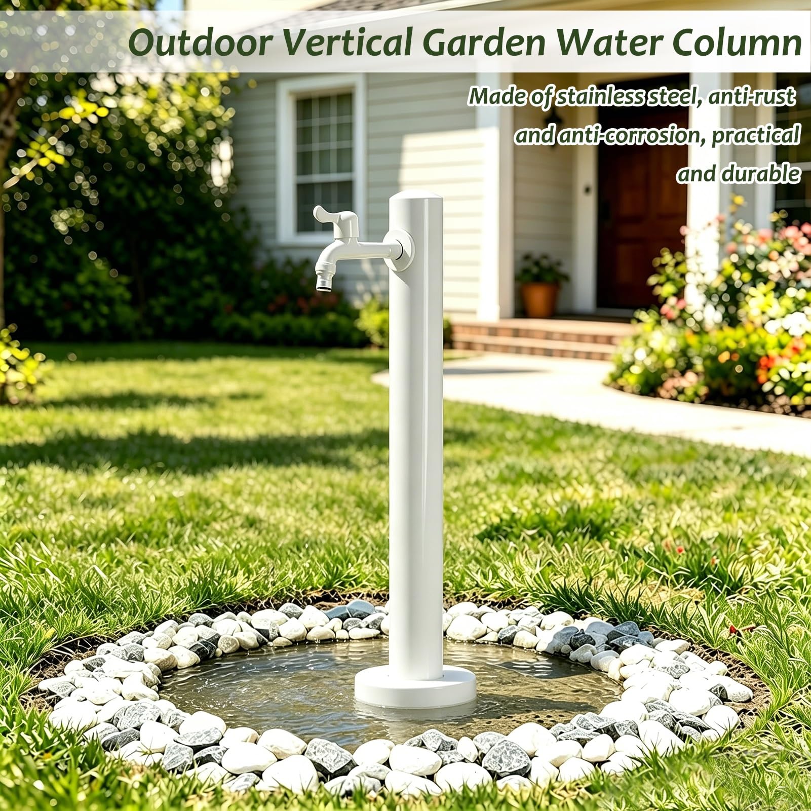 Rubinetto per acqua da esterno a colonna indipendente, idrante per rubinetto da giardino in acciaio inossidabile 304, distributore d'acqua per irrigazione dell'orto agricolo(C,Height: 60cm/23.6in)