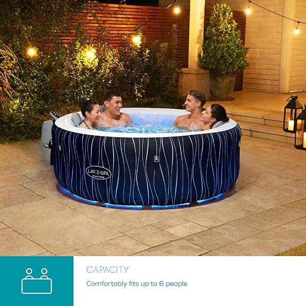 Lay-Z-Spa Hollywood Airjet Hot Tub with Built In LED Light System, 140 AirJet Massage System Inflatable Hot Tub With Freeze Shield Technology, 4-6 Person - 4