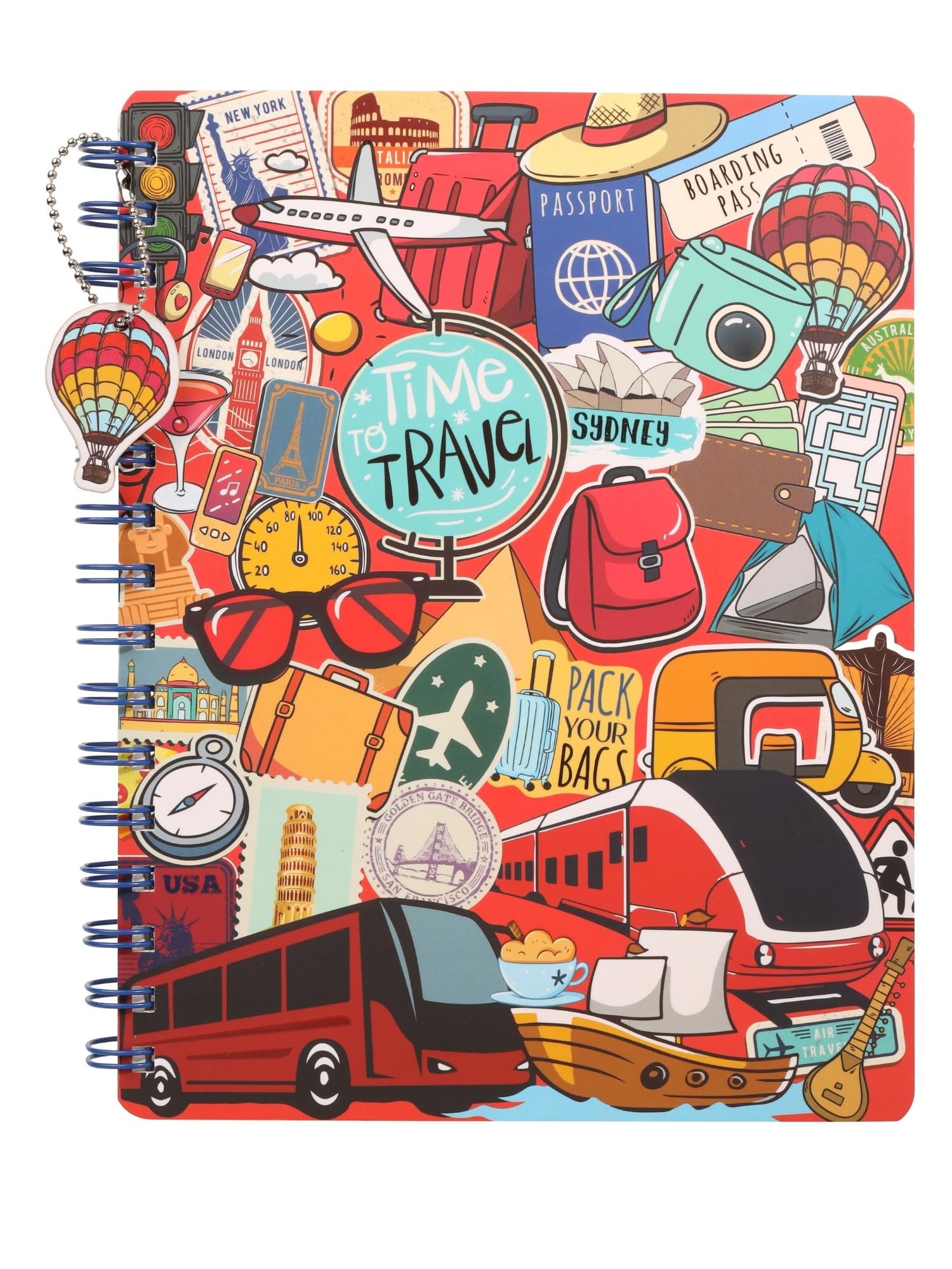 Doodle Hardbound Spiral Notebook Diary with Bookmark Dangler and 100+ Stickers | B5 | 160 Undated Ruled Pages | 80 gsm Acid Free Paper | Open Flat and Write Comfortably | Travel Diary - Around the World (B0CW1XSFT5) Amazon Price History, Amazon Price Tracker