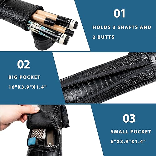 Miniatura 2 de Estuche para taco de piscina Billmart, Estuche de transporte de palo de piscina duro de 2 x 3, Accesorios para palo de billar