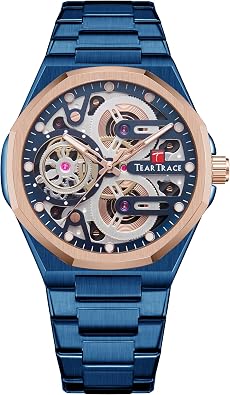 TEARTRACE Watches for Men with Stainless Steel Strap Chronograph Analog Date Mens Watches, Big Face Sport Work Waterproof Luminous Black/Gold/Silver Wrist Watch