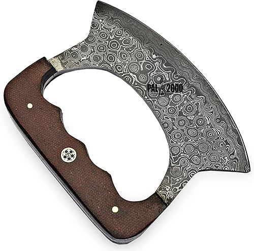 Miniatura 4 de The Knives - Cuchillo Ulu de Alaska - Cortador de pizza - Tradicional - Acero de Damasco hecho a mano - Mango de madera estabilizado - Ulu para