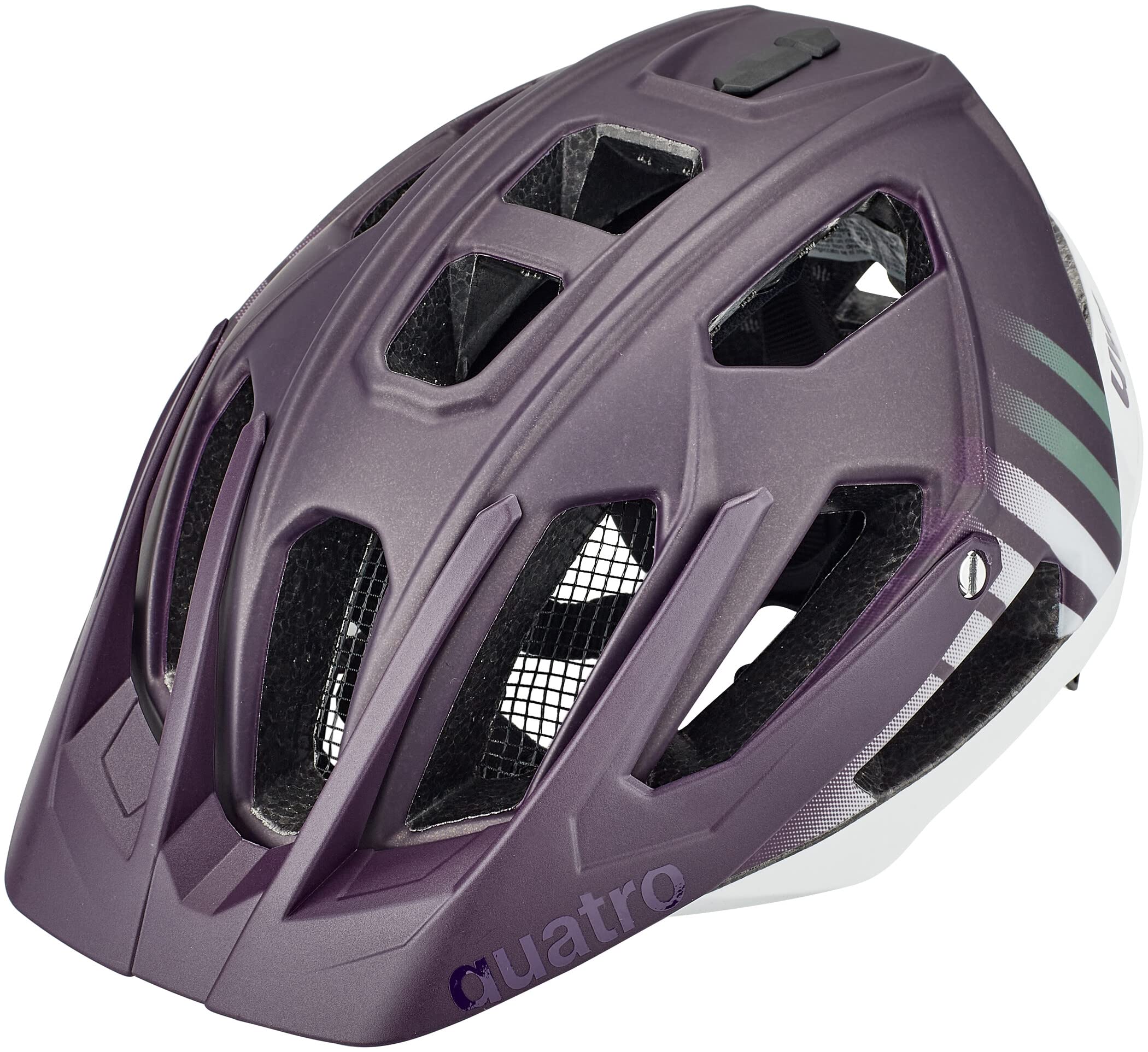 uvex quatro cc - safe MTB helmet for women and men - individually adjustable fit - adjustable visor - plum - white matt - 52-57 cm