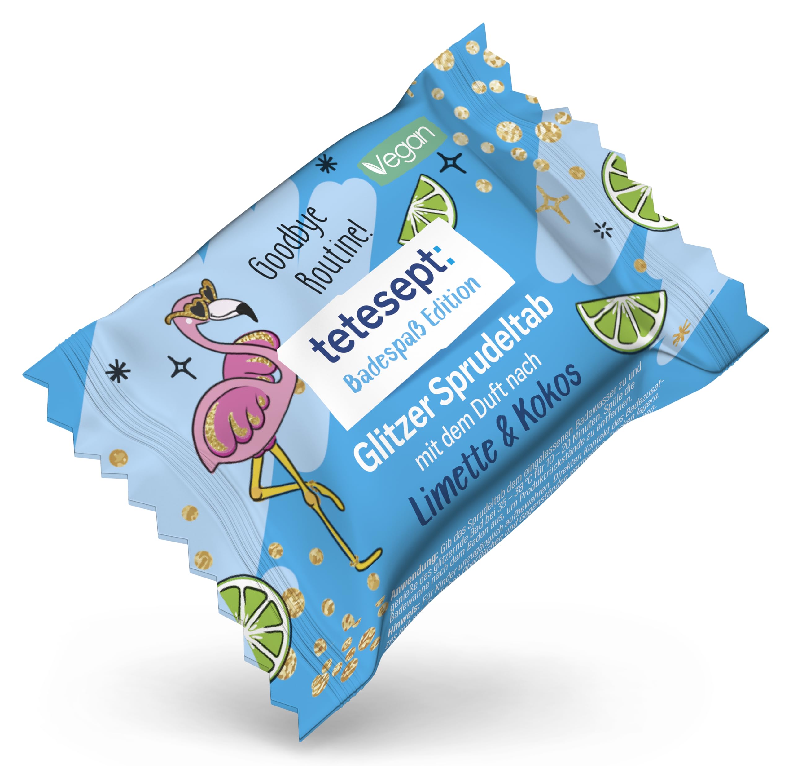 tetesept Badespaß Edition Glitzer Sprudeltab | 1 x 30 | Fruchtig-frische Düfte, magischem Glitzereffekt und pflegender Rezeptur, Vegan und frei von Mikroplastik