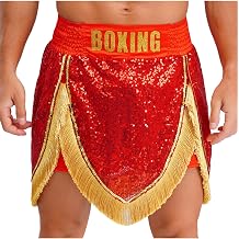 Mens Sequins Fringes Boxing Shorts Muay Thai Martial Arts Training Elastic Kickboxing Wear