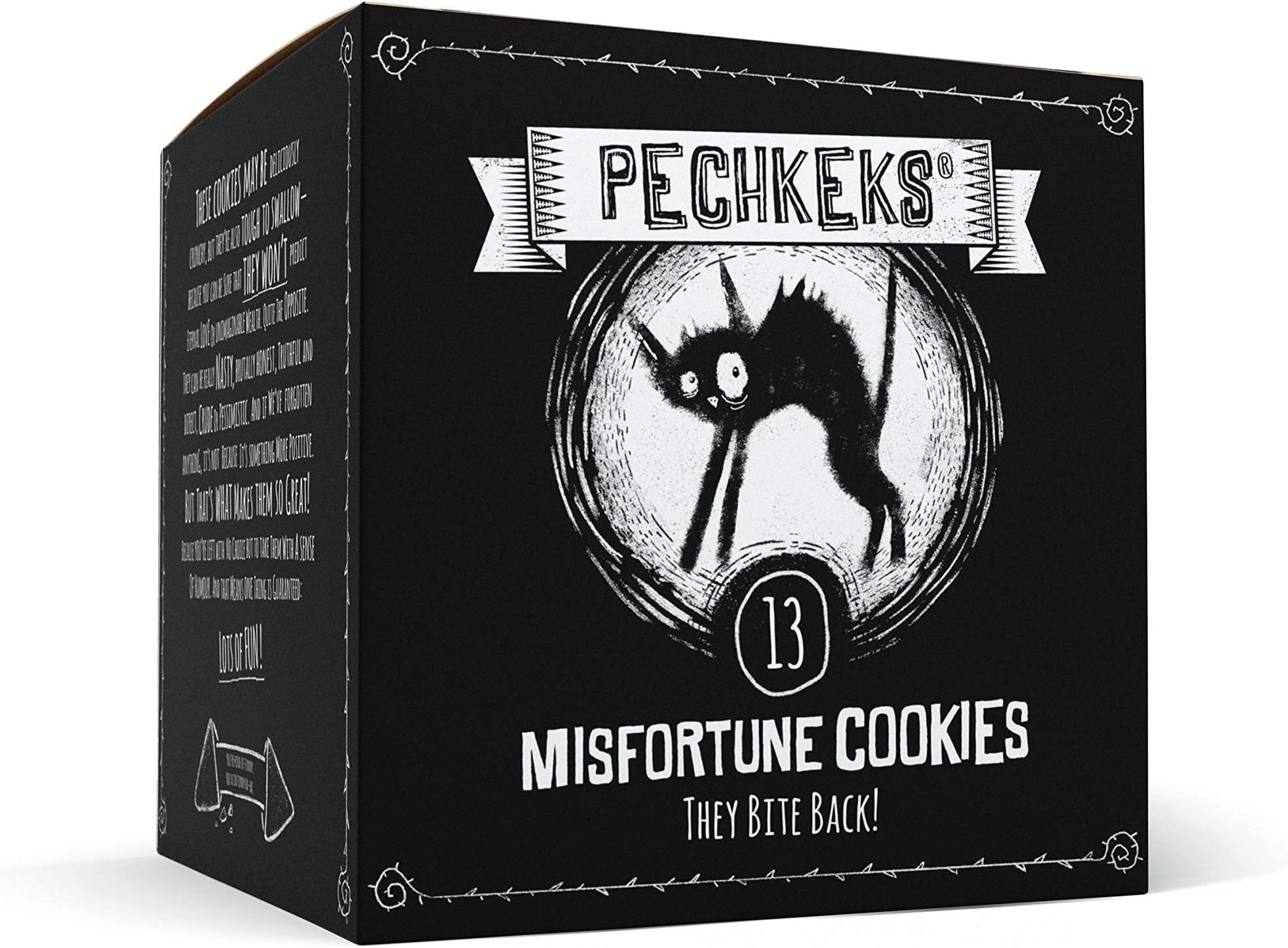 Pechkeks Misfortune Cookies Individually Wrapped, 13Count In A Designer Box, 2.75 Oz Total Weight