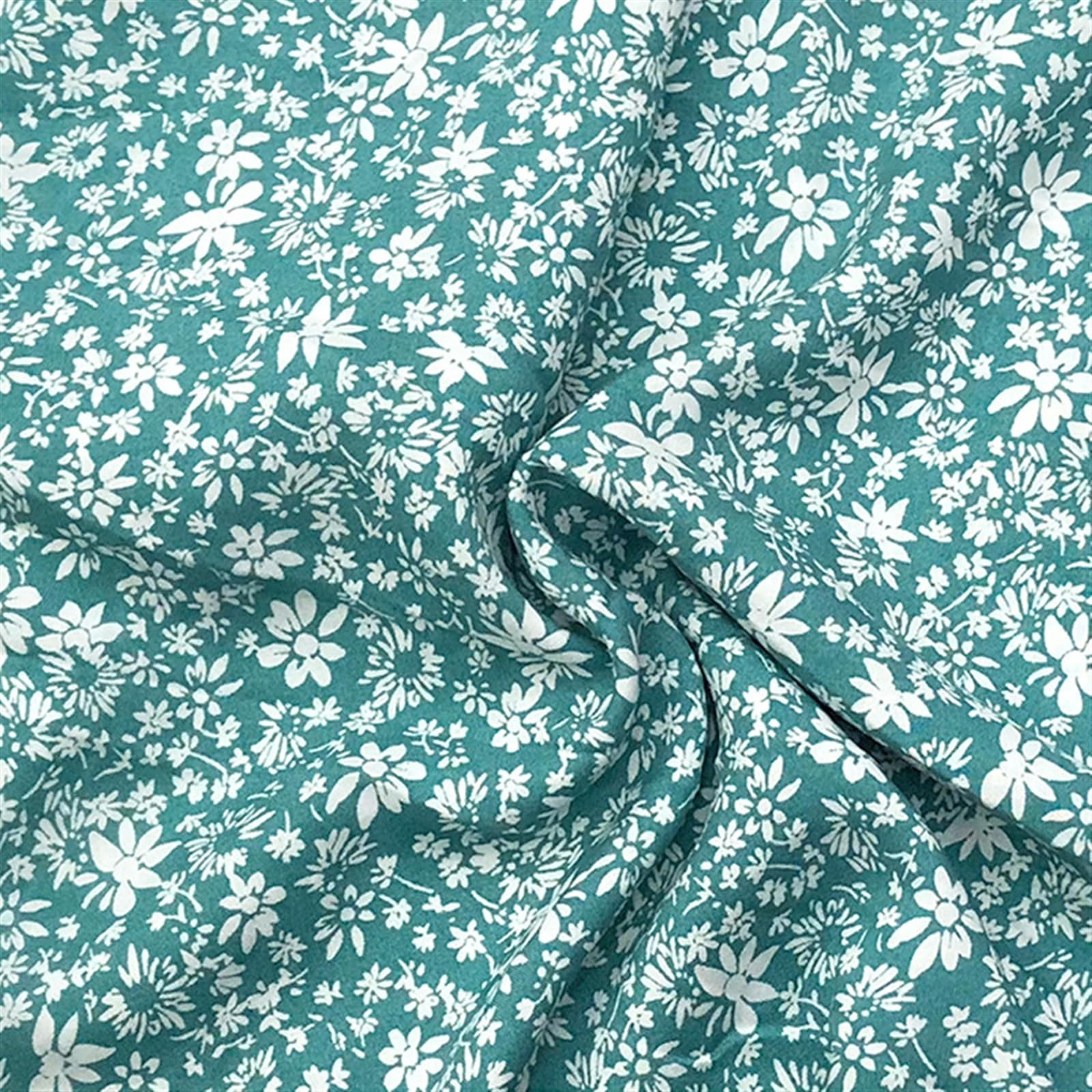 Ditsy Viskose-Stoff, bedruckt, für Kleider oder Bettwäsche, Meterware, Schwarz/Grün/Rot, 3/5/10 m, 7 marineblau, 148 cm x 10 m