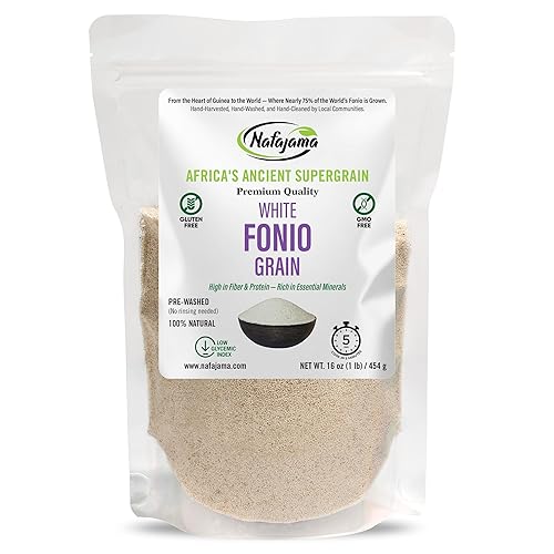 Nafajama Grano Fonio blanco sin gluten de alta calidad, supergrano africano antiguo prelavado, sin OMG, vegano, superalimento de alto contenido de