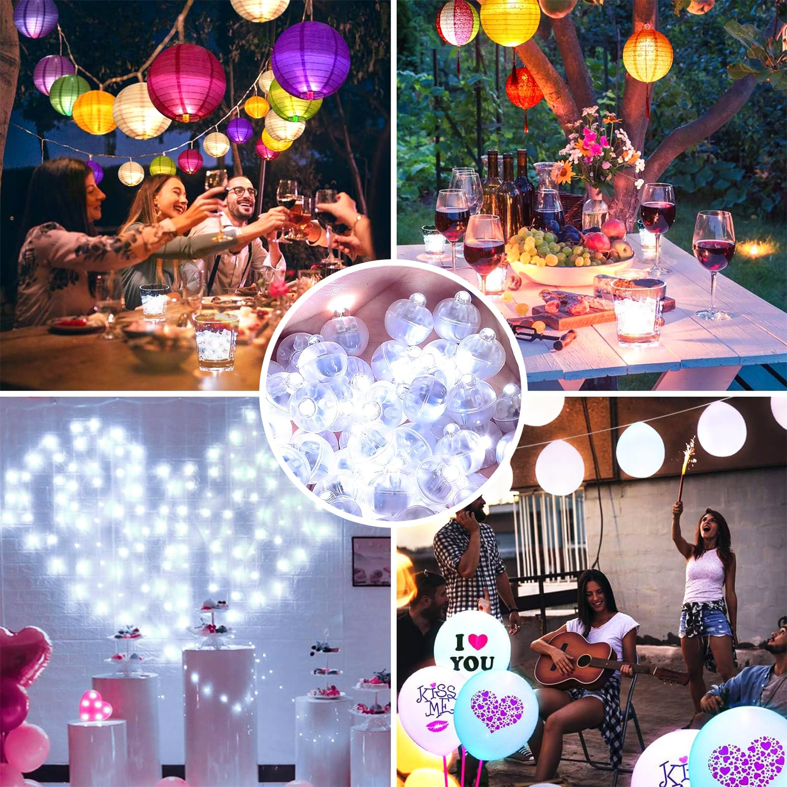 100 LED Ballons Lumineux Multicolores - Lumières Clignotantes Pour Fêtes & Décoration