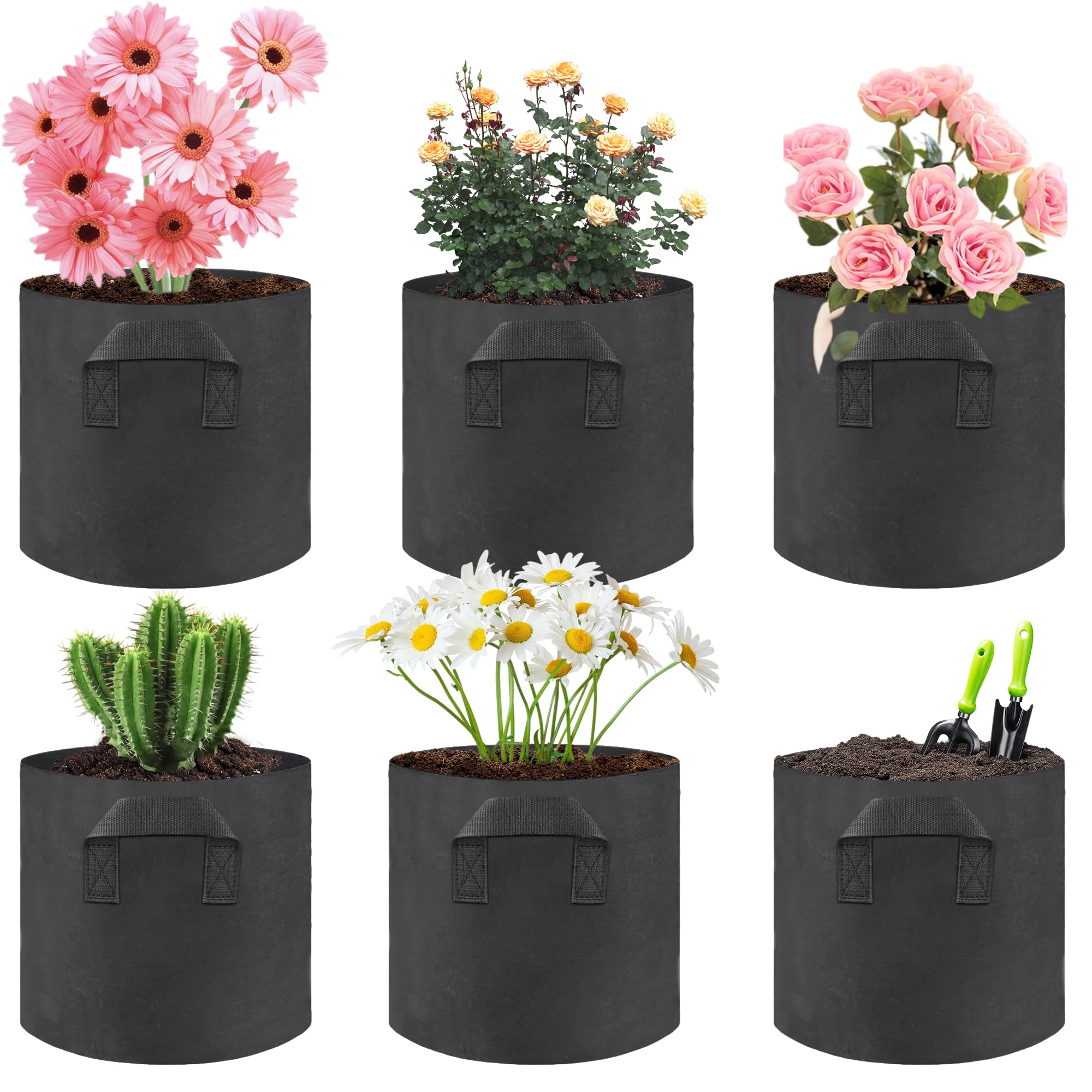Sacs De Plantation NMM - Lot De 6 Sacs De 3 Gallons (11.3L) - Toile Respirante - Avec Poignées Renforcées - Pour Légumes Et Tomates