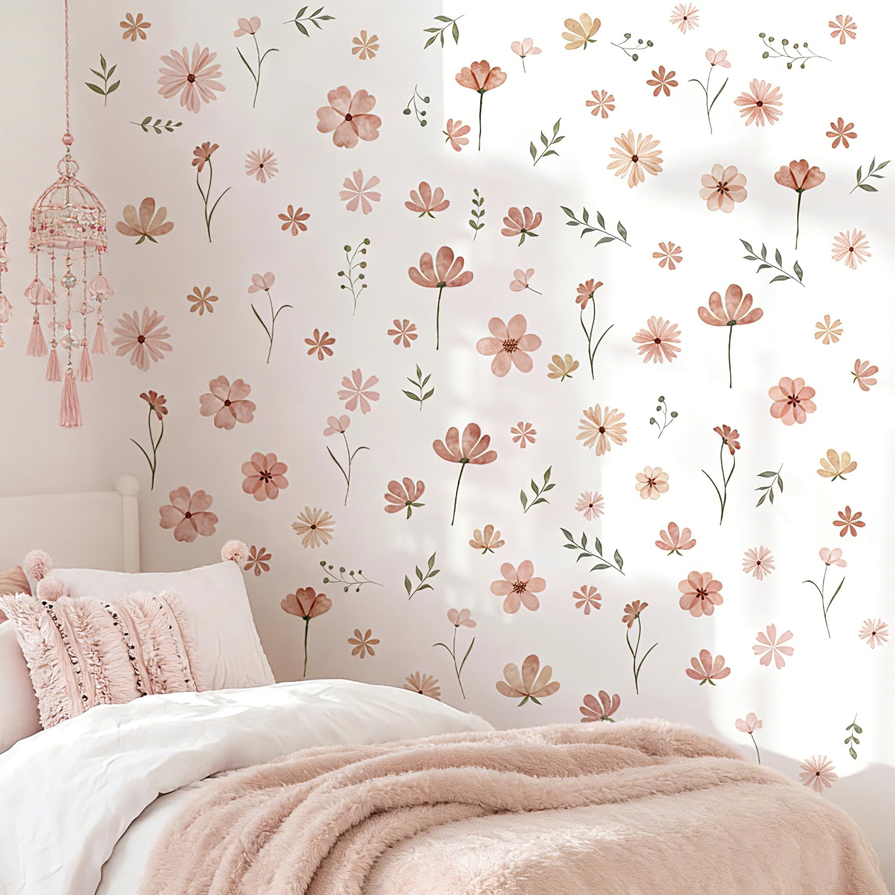 Pomodee Flower Wall Stickers–Boho Daisy Watercolour Girls Bedroom Decal